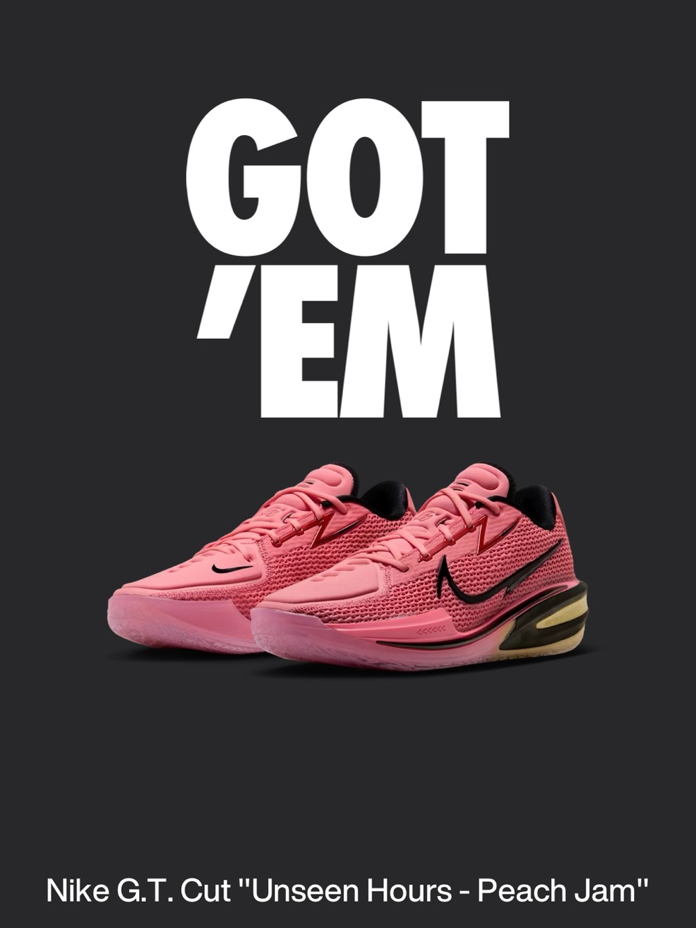 Nike Mens G.T. Cut Peach Jam Pink/Black Sneakers